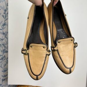 Hugo BOSS Beige Leather Loafers With Buckle Detail